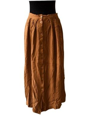 Express Rust-brown Button Front Maxi Skirt